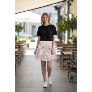 Joe Benbasset Pink Floral Paisley Floral Print Mini Skirt- Cottagecore Soft Girl